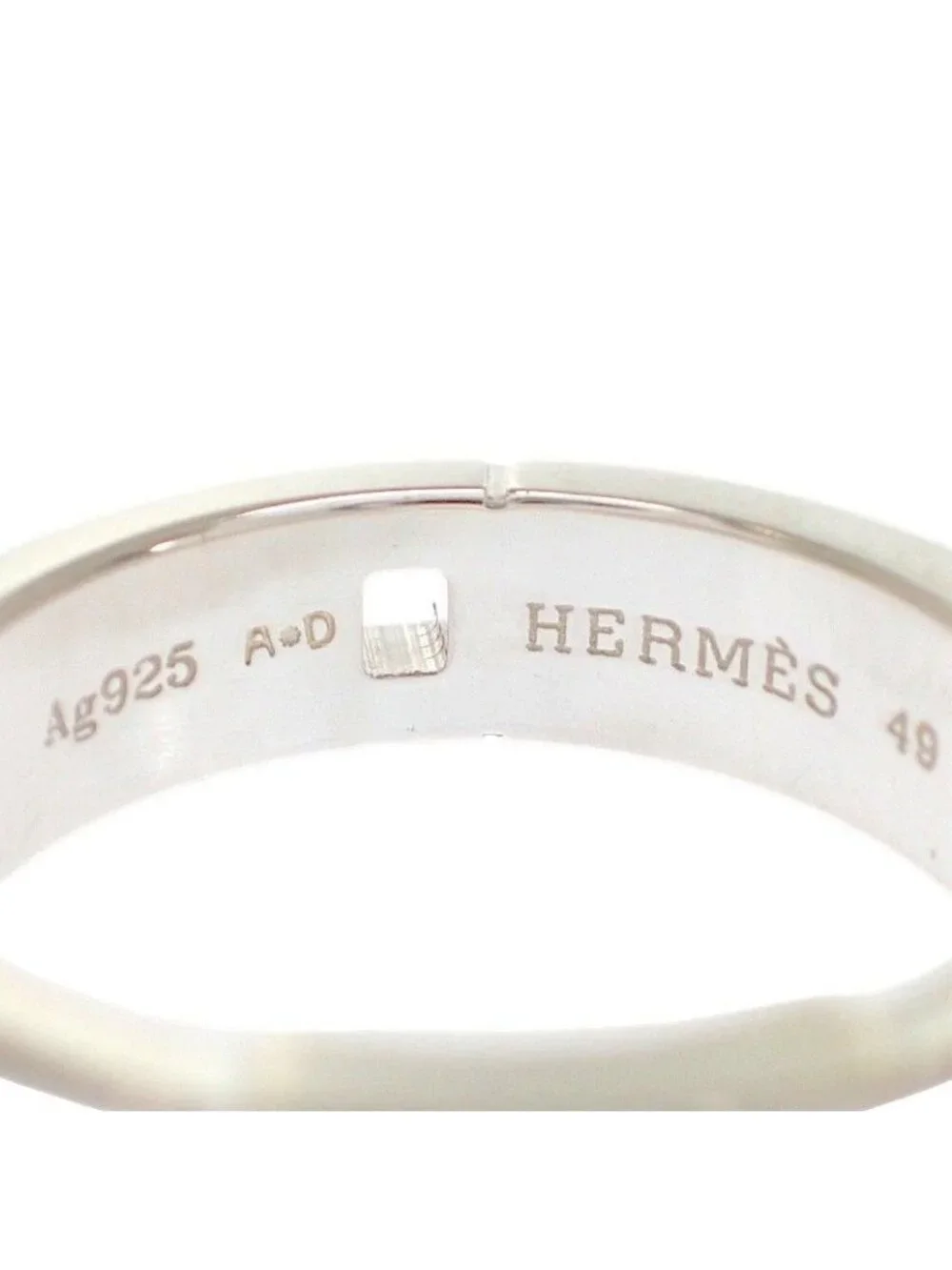 Hermes Newhela Crest Rin 49 Full Ring 925 Sterling Silver